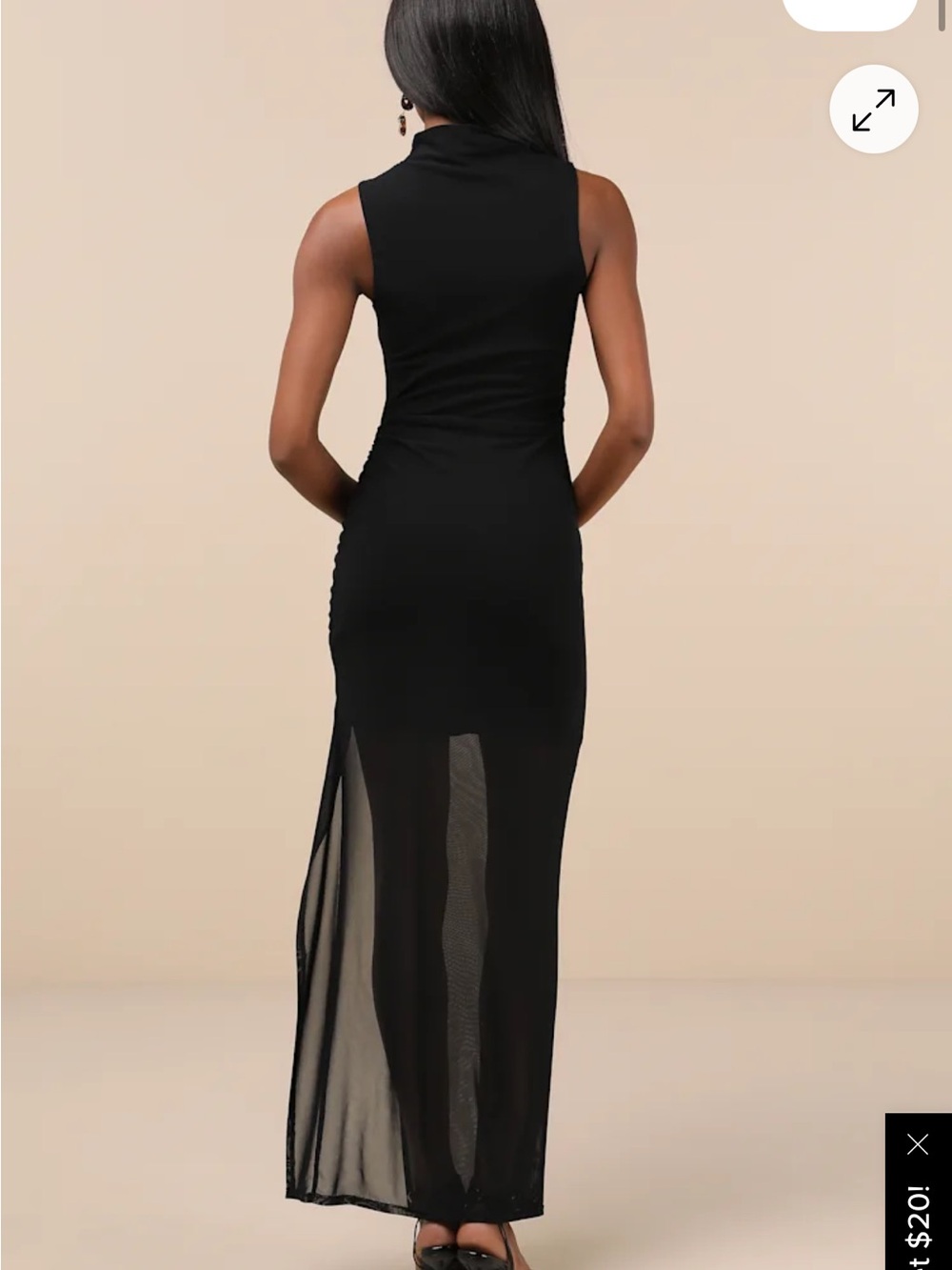 Lulu's Black Sleeveless Sheer-Panel Maxi Dress